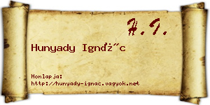 Hunyady Ignác névjegykártya