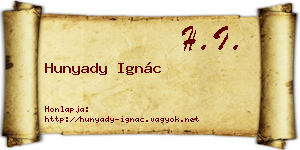 Hunyady Ignác névjegykártya